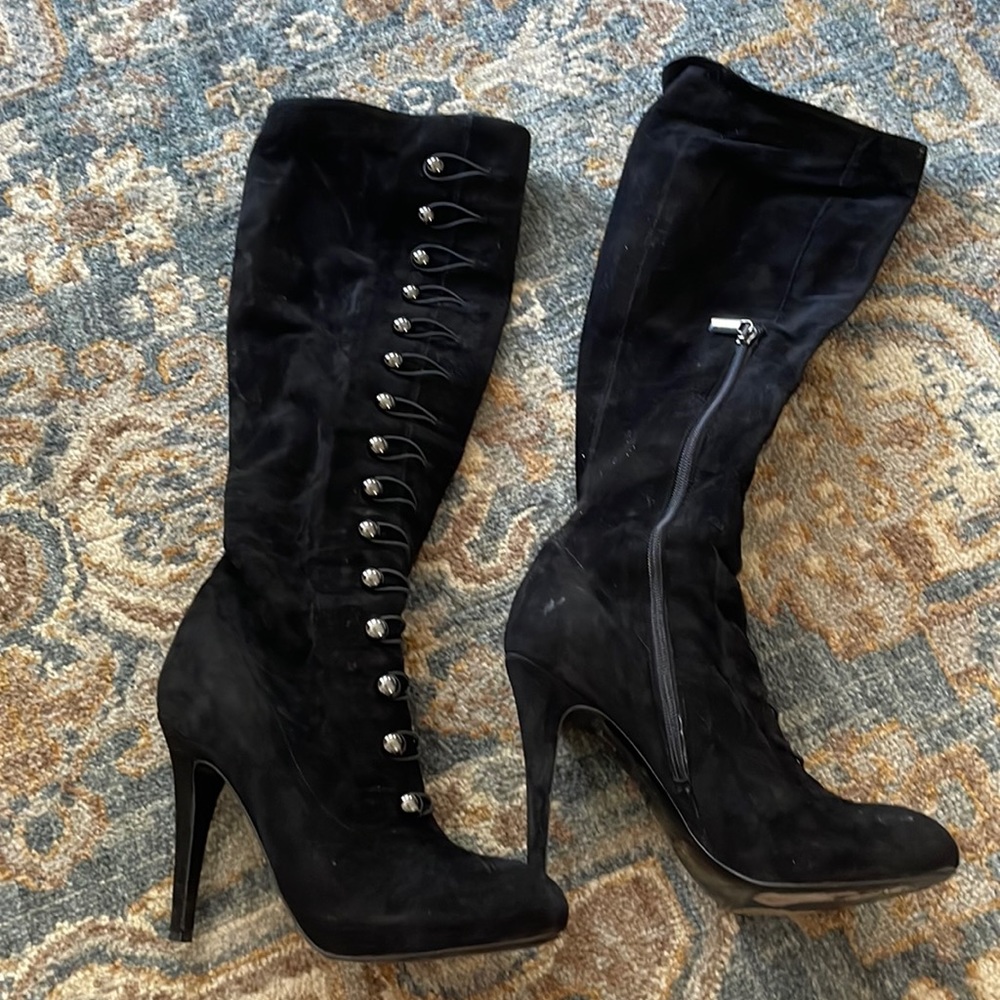 Suede black Italian boots